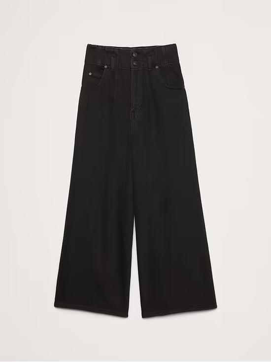 Banana Republic Denim - Banana Republic Black Cropped High-Waist Wide-Leg Jeans